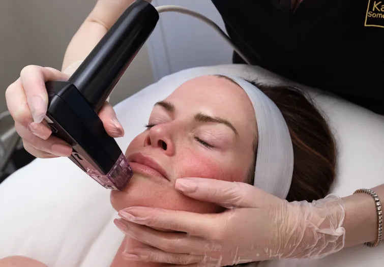 Woman receiving Morpheus8 treatment at Kate Somerville Clinic in Los Angeles