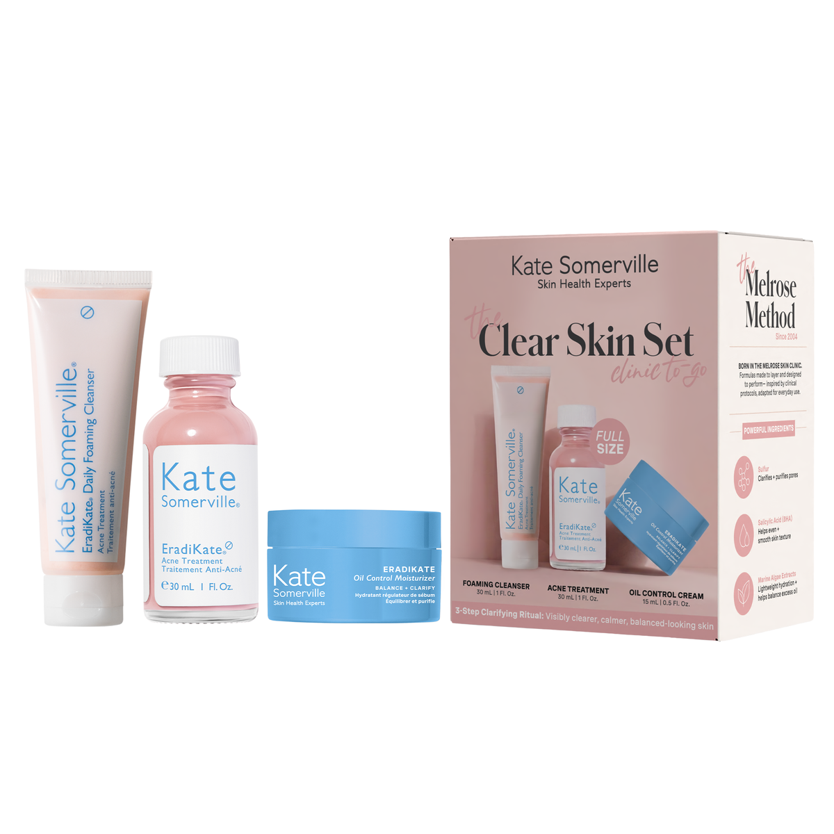 The Clear Skin Set — three-step clarifying ritual hero