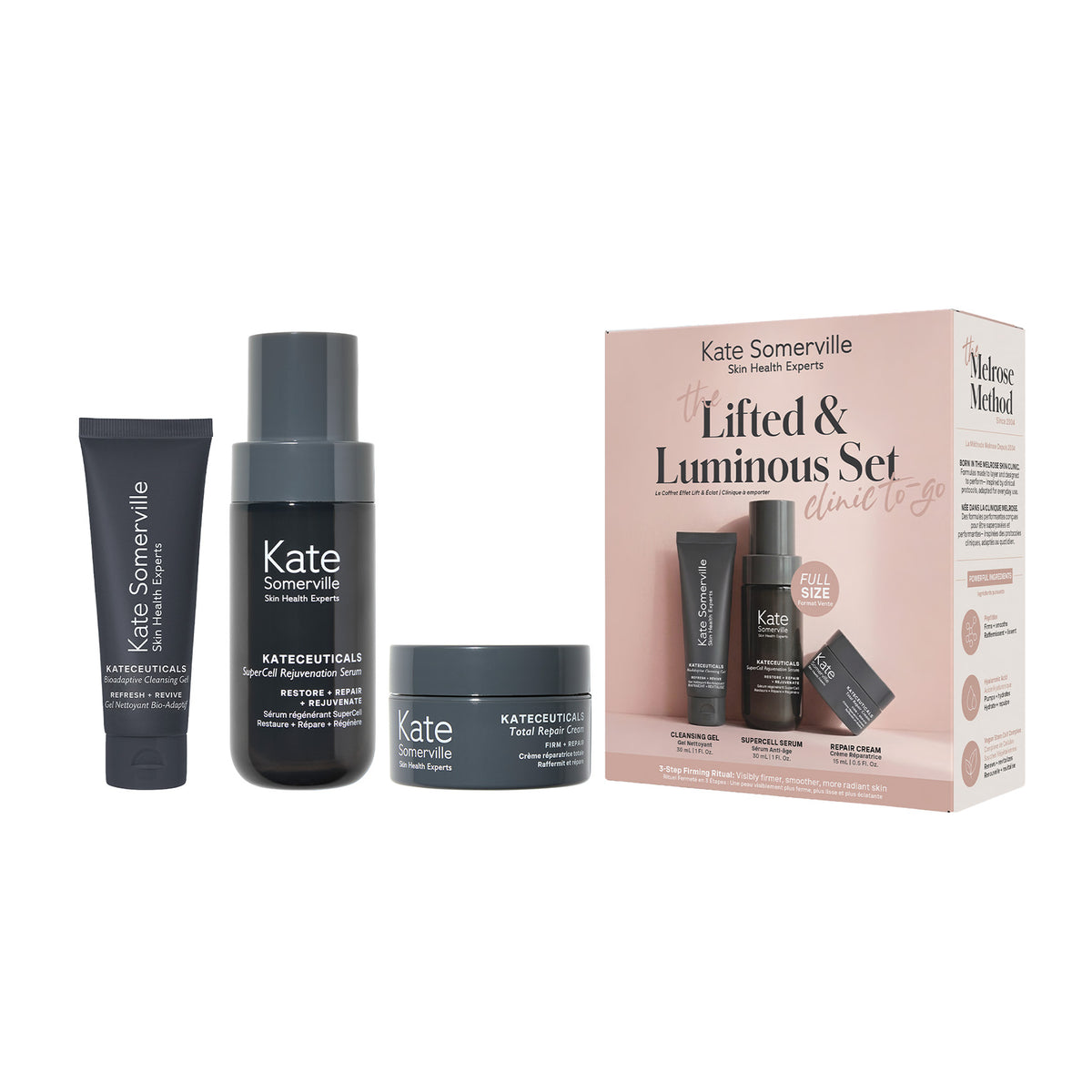 The Lifted + Luminous Set — three-step firming ritual hero