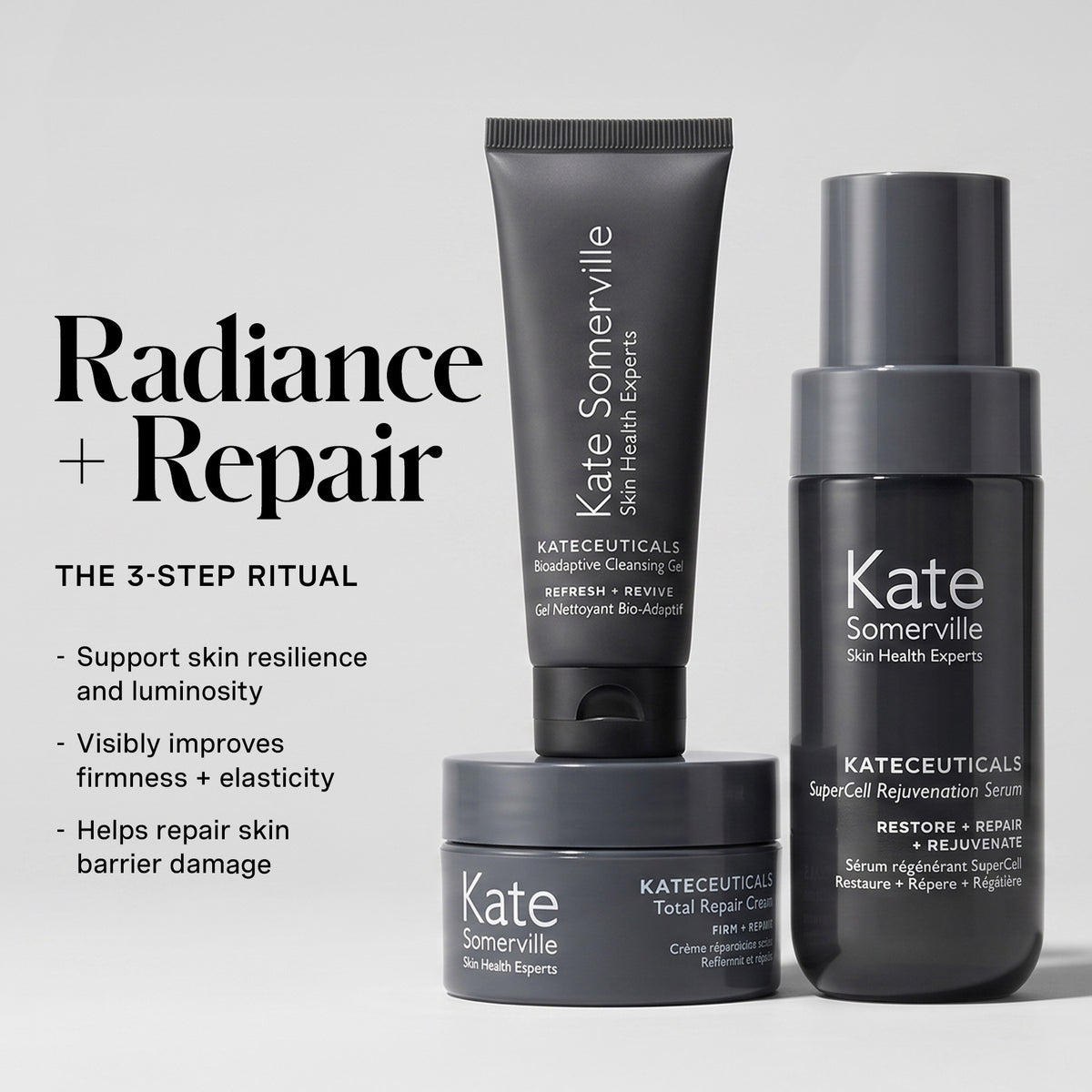 Key benefits — visibly firms, restores radiance, strengthens barrier