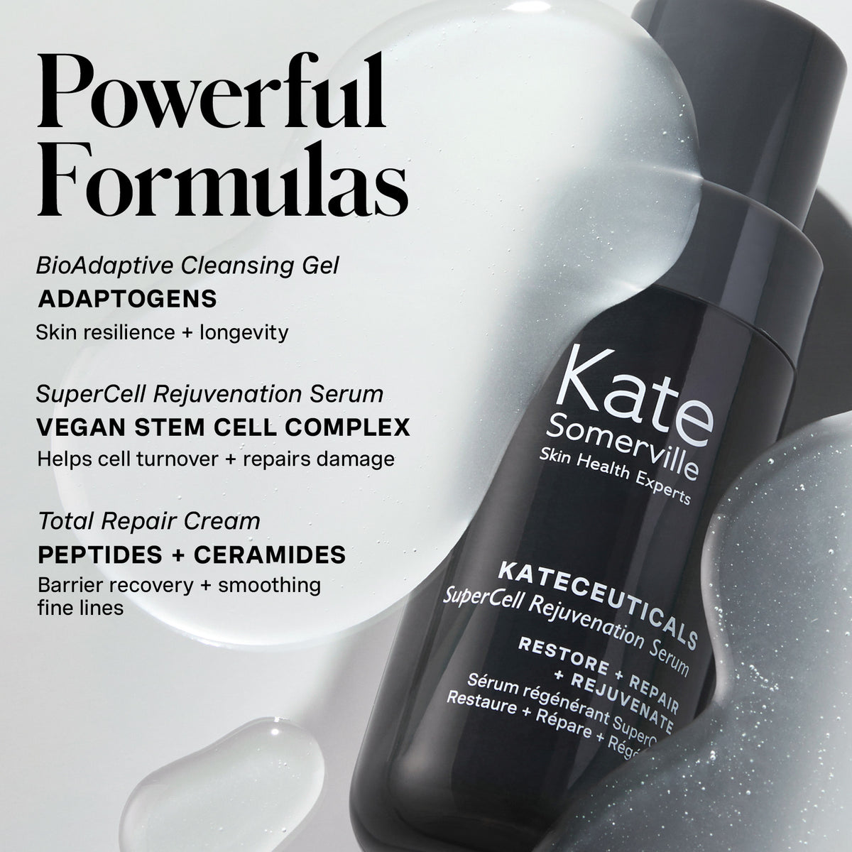 Powered by peptide-infused ceramide complex, hyaluronic acid, vegan stem cell complex