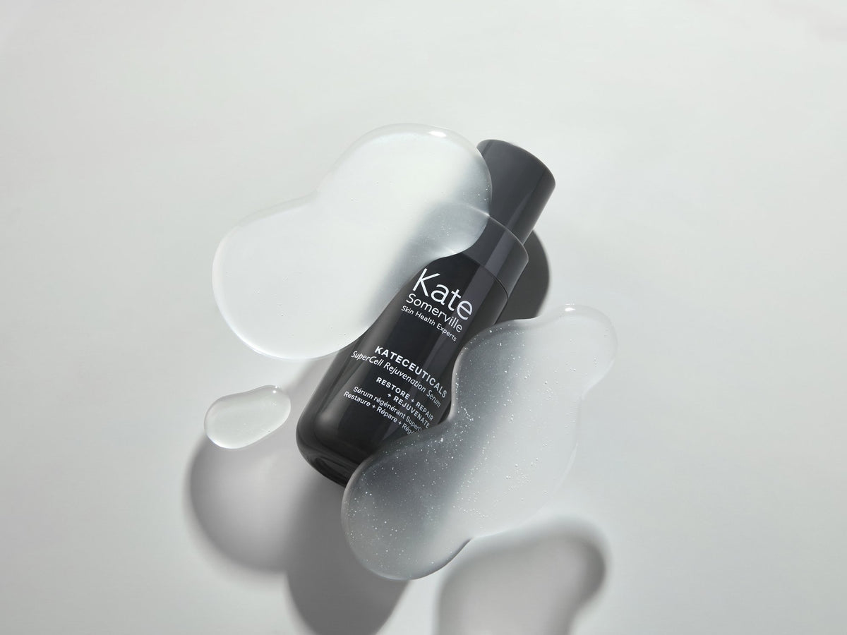 KateCeuticals SuperCell Rejuvenation Serum bottle with serum texture